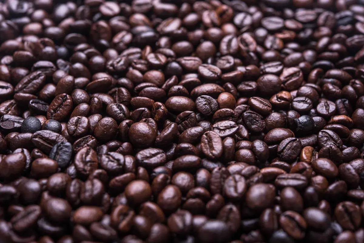 Close-up of roasted coffee beans