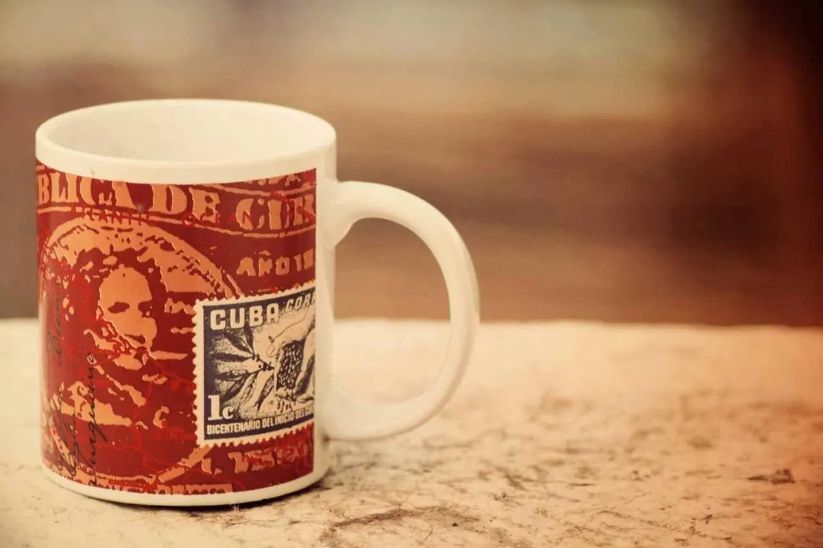 Rustic ceramic mug on a wooden table