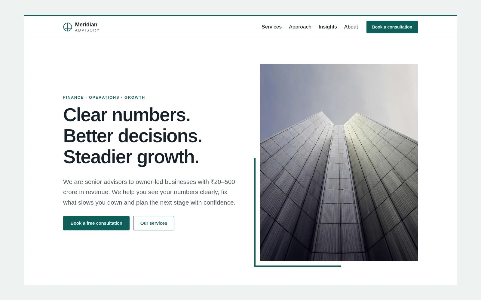 Consulting template home page with firm figures